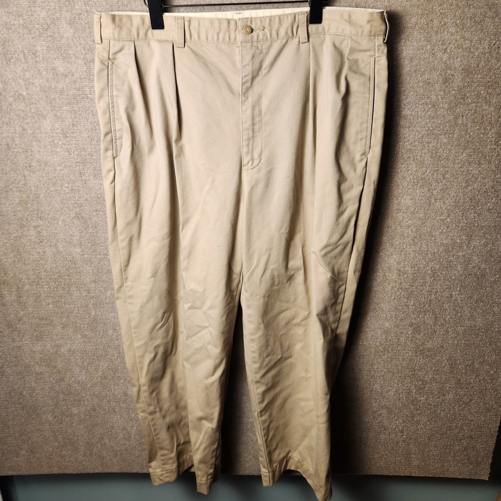 Polo Ralph Lauren Chino Pants Mens 40x30 Tan Khaki Pleated Front Cotton Relaxed